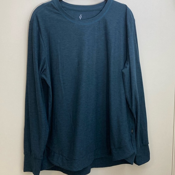 Skechers Space Dyed Dark Teal Long Sleeve Shirt Large - Picture 1 of 5